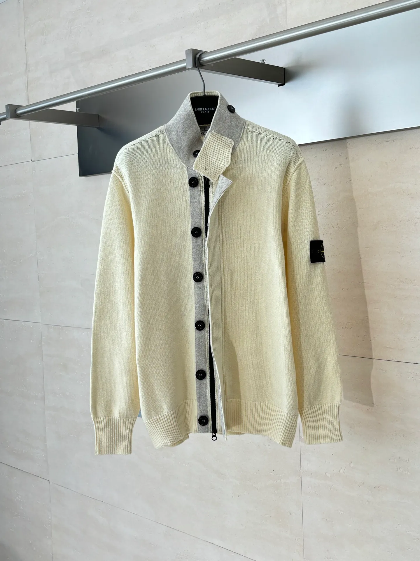 P610 Stone Island*/stone island wool knitted patchwork zipper cardigan jacket Size: S/M/L